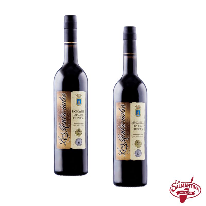 2 BOTELLAS: VINO MOSCATEL LOS MADROÑALES DE CHIPIONA 750 ML.