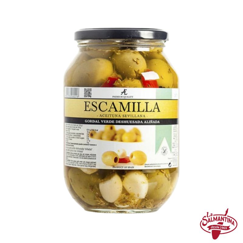 ACEITUNAS GORDAL DESHUESADA ALIÑADA "ESCAMILLA" 830 GR.
