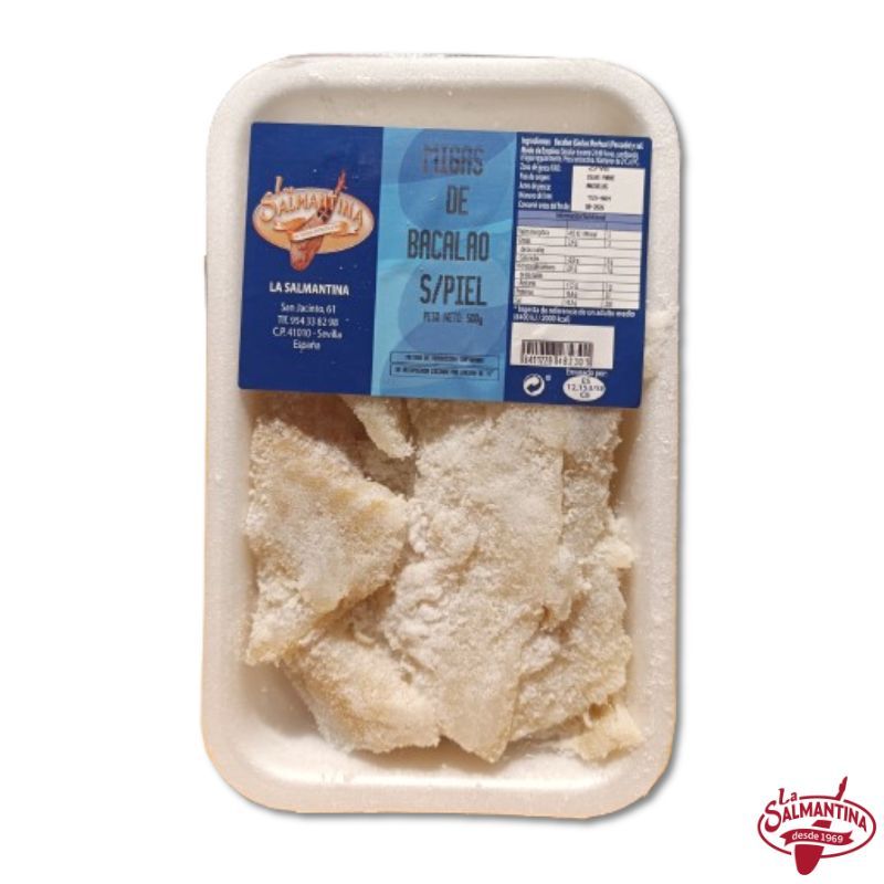 MIGAS DE BACALAO SIN PIEL. BANDEJA 500 g.