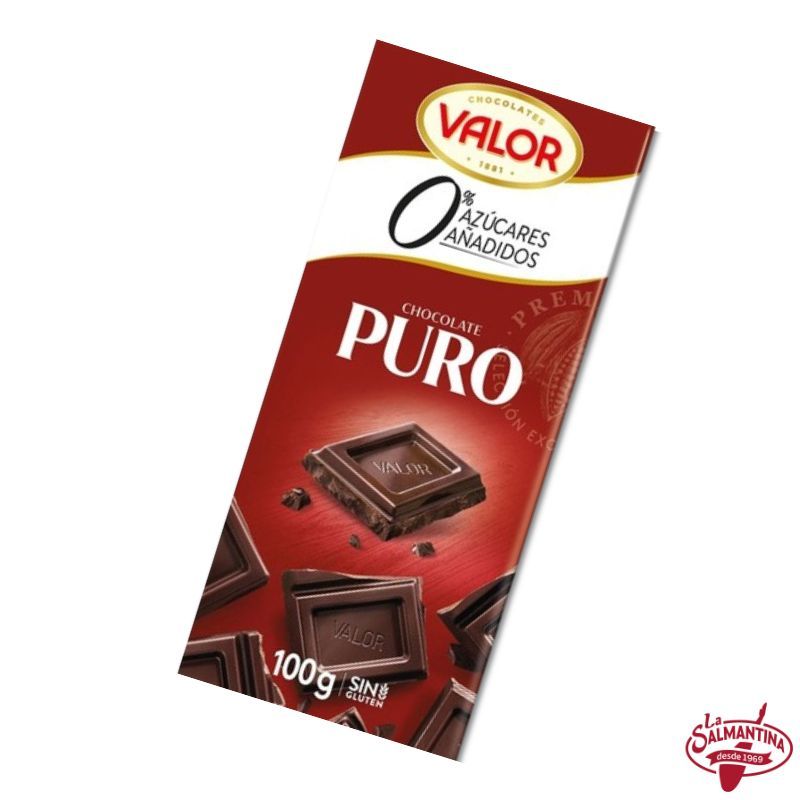 CHOCOLATE VALOR PURO 0% Azúcares Añadidos. 100 GR
