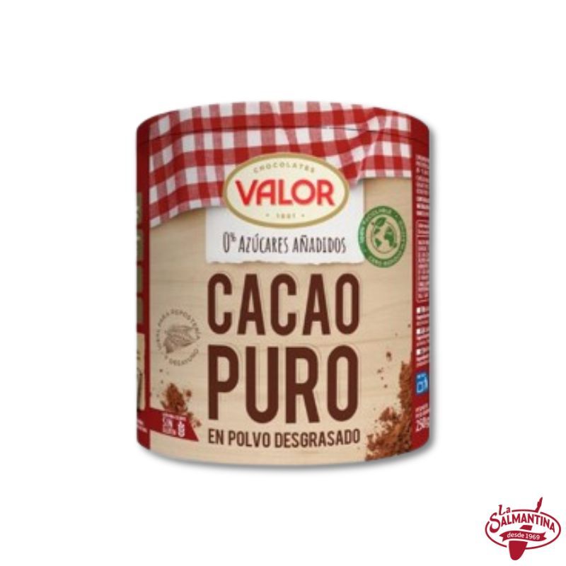 CHOCOLATE VALOR CACAO PURO EN POLVO DESGRASADO 0% Azúcares Añadidos. 250 GR