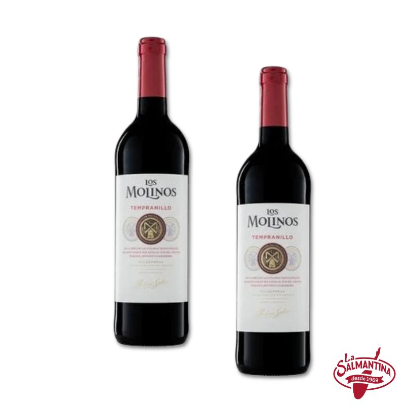 2 BOTELLAS: VINO TINTO TEMPRANILLO LOS MOLINOS 750 ML.