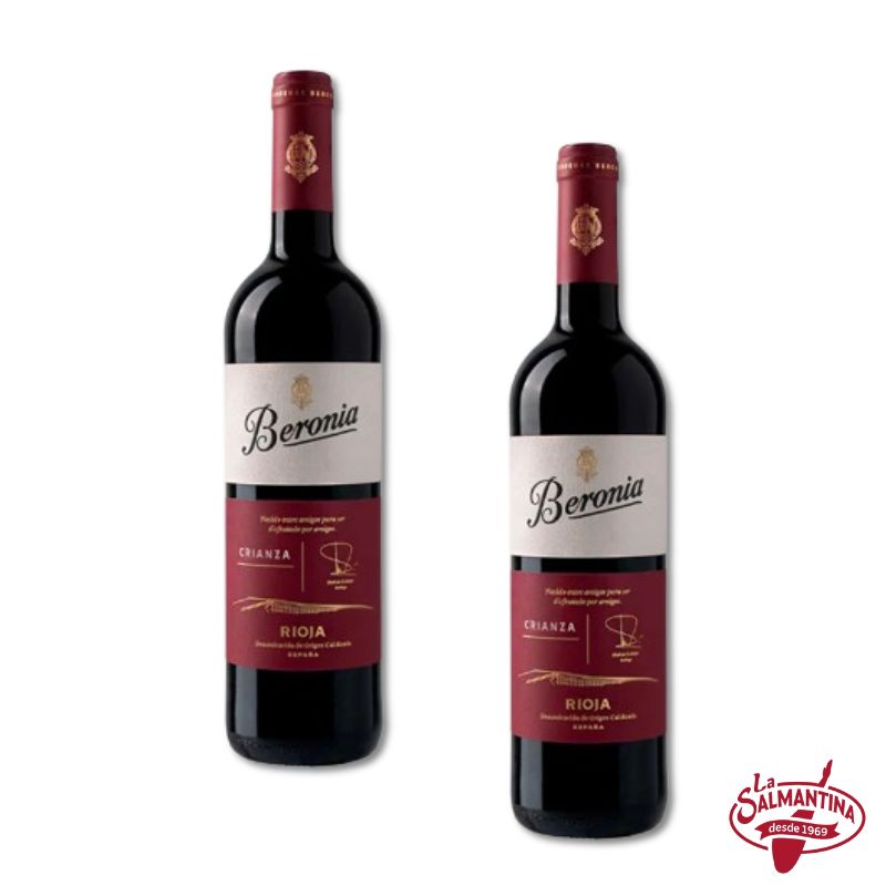 2 BOTELLAS: VINO TINTO CRIANZA BERONIA 750 ML.