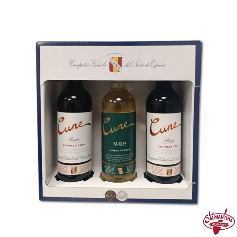 ESTUCHE 2 BOTELLAS RIOJA CRIANZA CUNE 750 ML + 1 BOTELLA BLANCO VERDEJO CUNE 750 ML