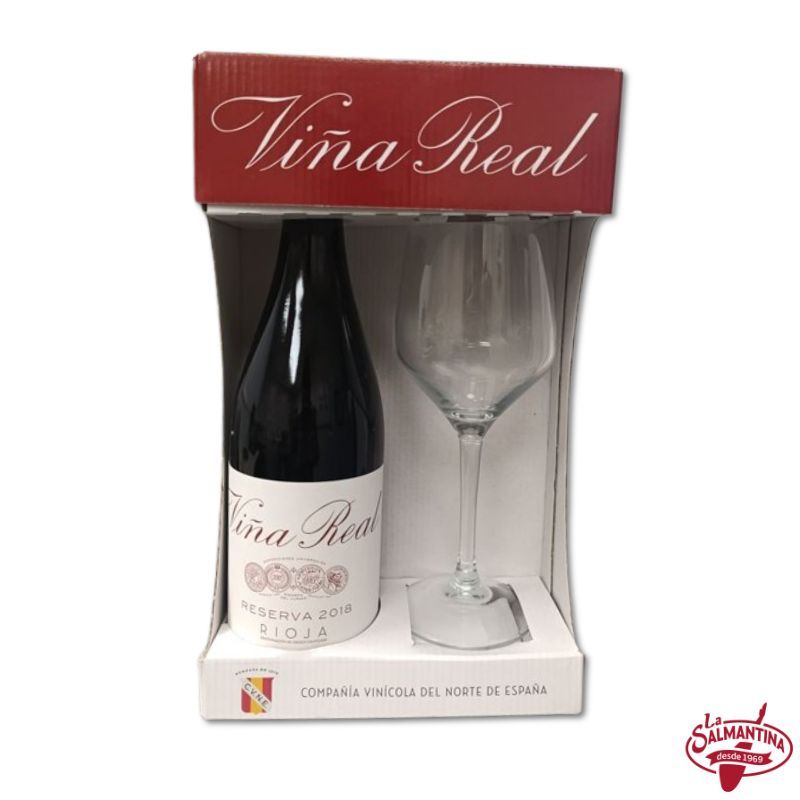 ESTUCHE VINO RIOJA CRIANZA VIÑA REAL + COPA