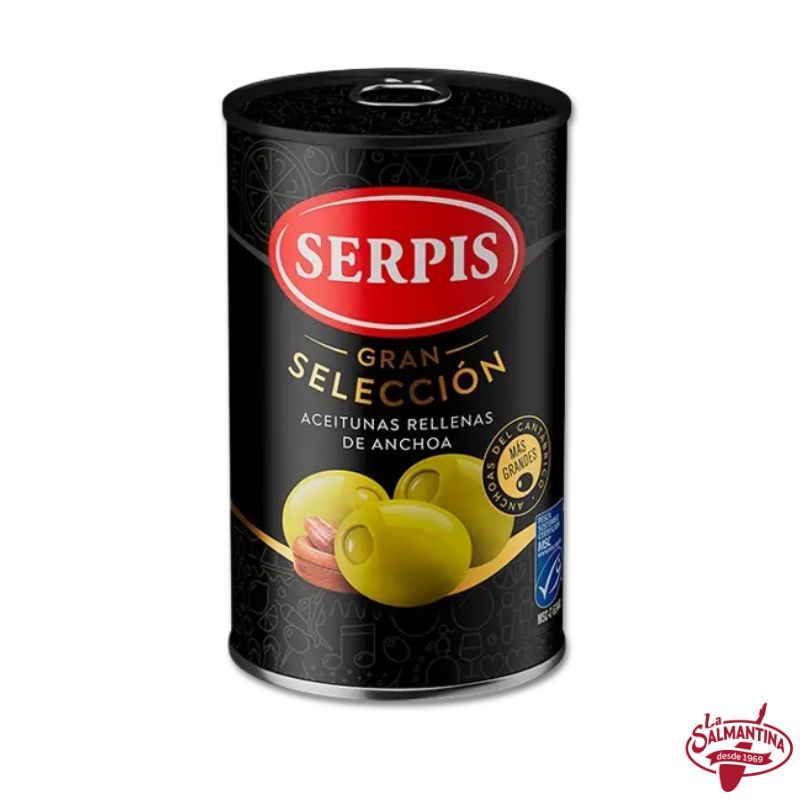 ACEITUNAS RELLENAS DE ANCHOA GRAN SELECCIÓN "SERPIS" 300 G.