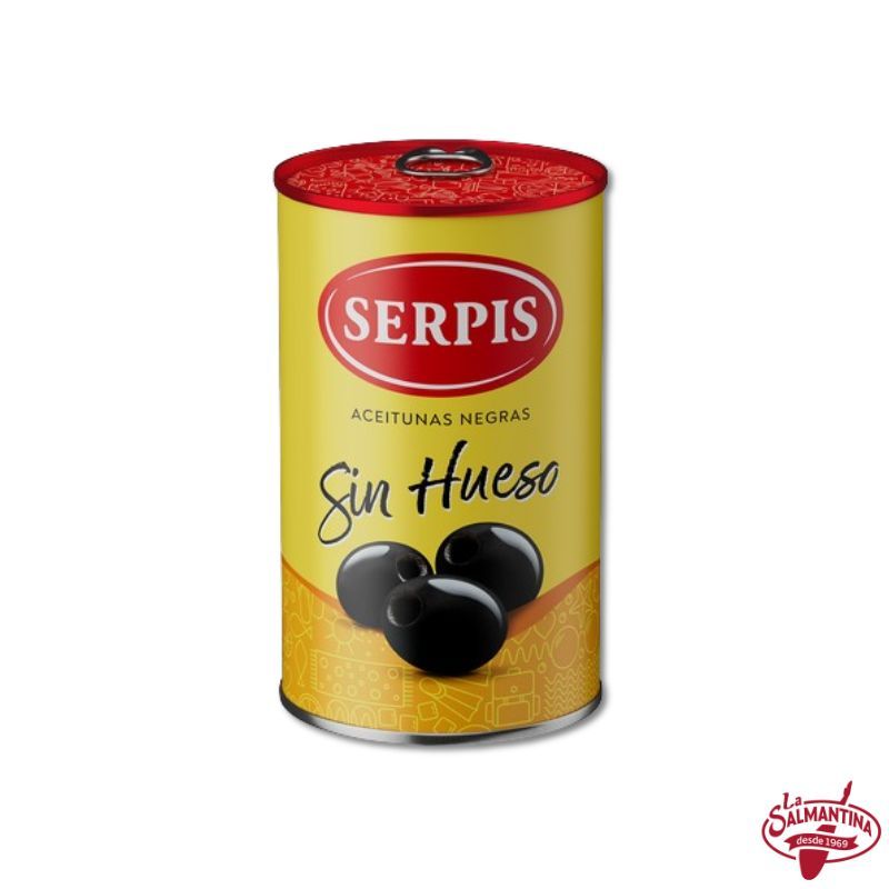 ACEITUNAS NEGRAS DESHUESADAS "SERPIS" 350 G.