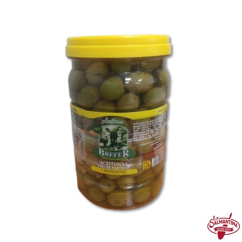 ACEITUNAS VERDES PARTIDAS CHUPADEDOS "BREFER" 920 G.
