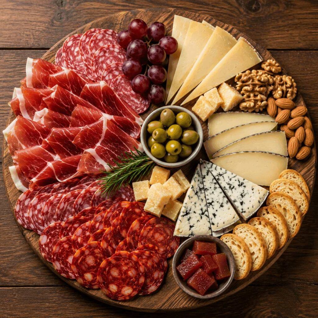 quesos y embutidos para una tabla
