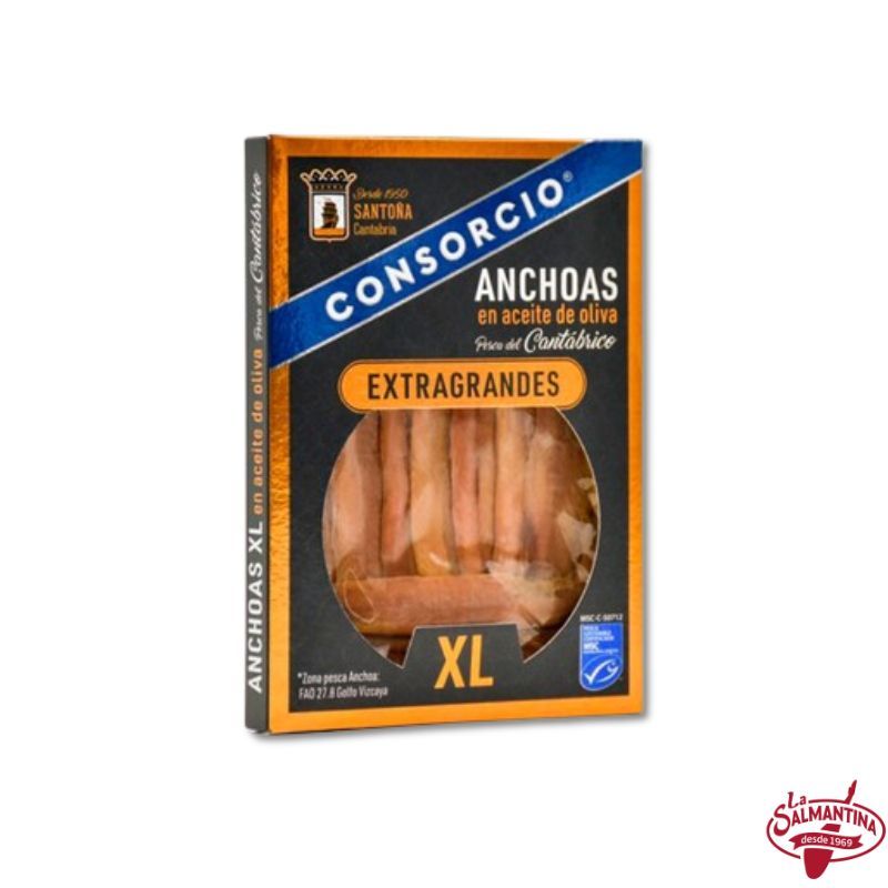 ANCHOAS EN ACEITE DE OLIVA EXTRAGRANDES XL "CONSORCIO" 65 G.
