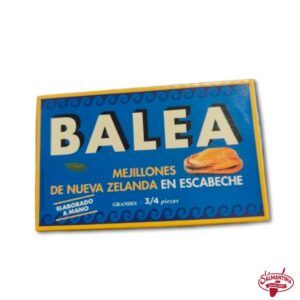 Tienda online de productos gourmet 29 MEJILLONES DE NUEVA ZELANDA EN ESCABECHE 3/4 PIEZAS GRANDES "BALEA". 115 gr.