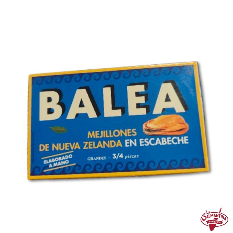 MEJILLONES DE NUEVA ZELANDA EN ESCABECHE 3/4 PIEZAS GRANDES "BALEA". 115 gr.