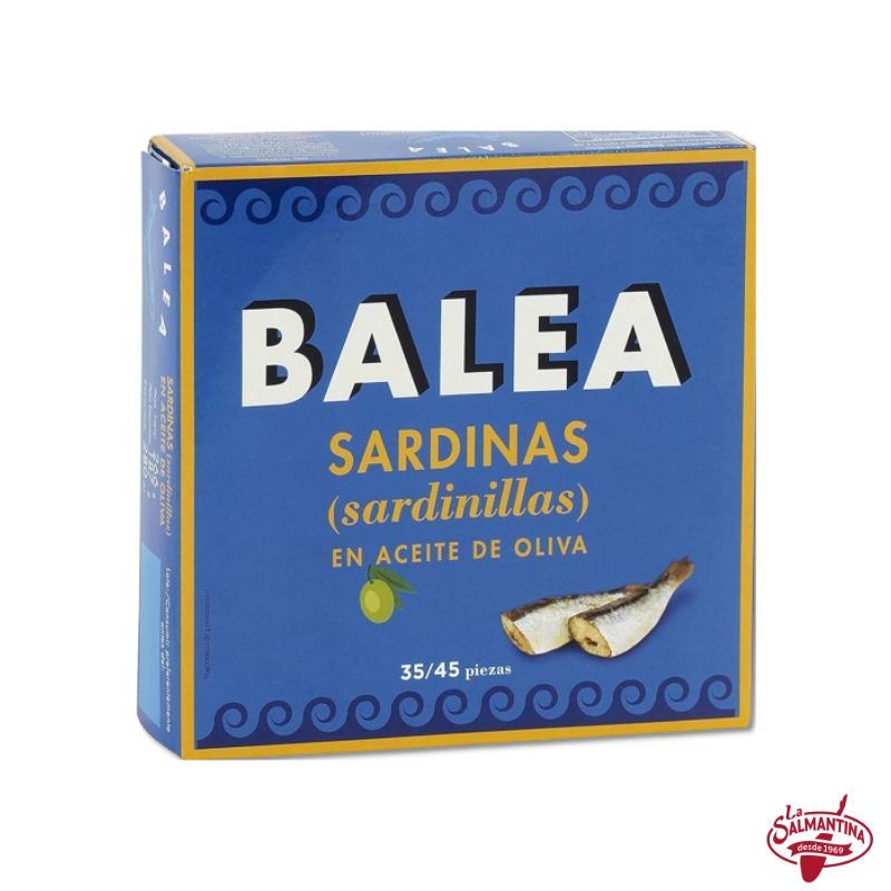 SARDINILLAS EN ACEITE DE OLIVA 35/45 PIEZAS "BALEA". 266 gr.